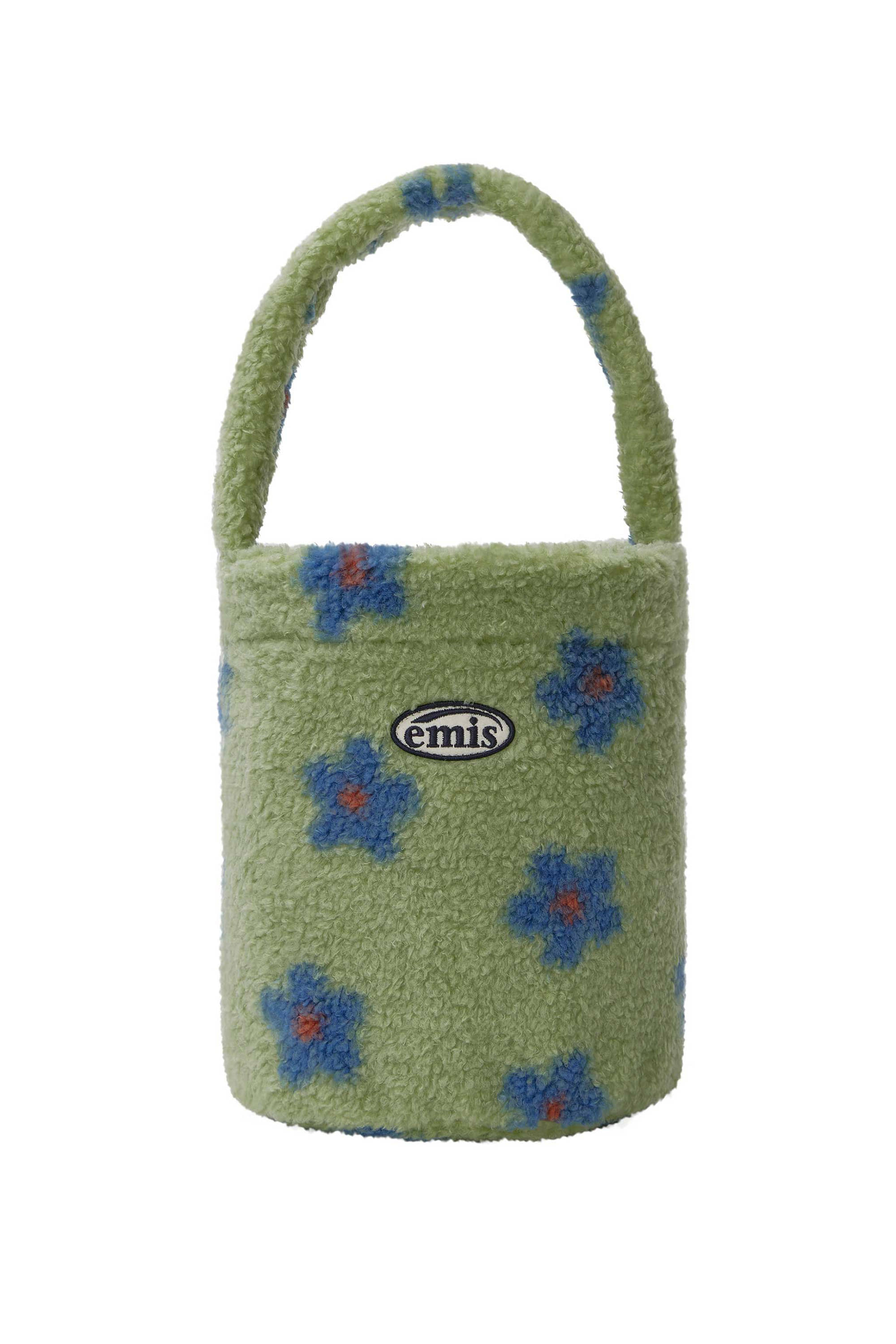 FLOWER BOUCLE TOTE BAG-GREEN