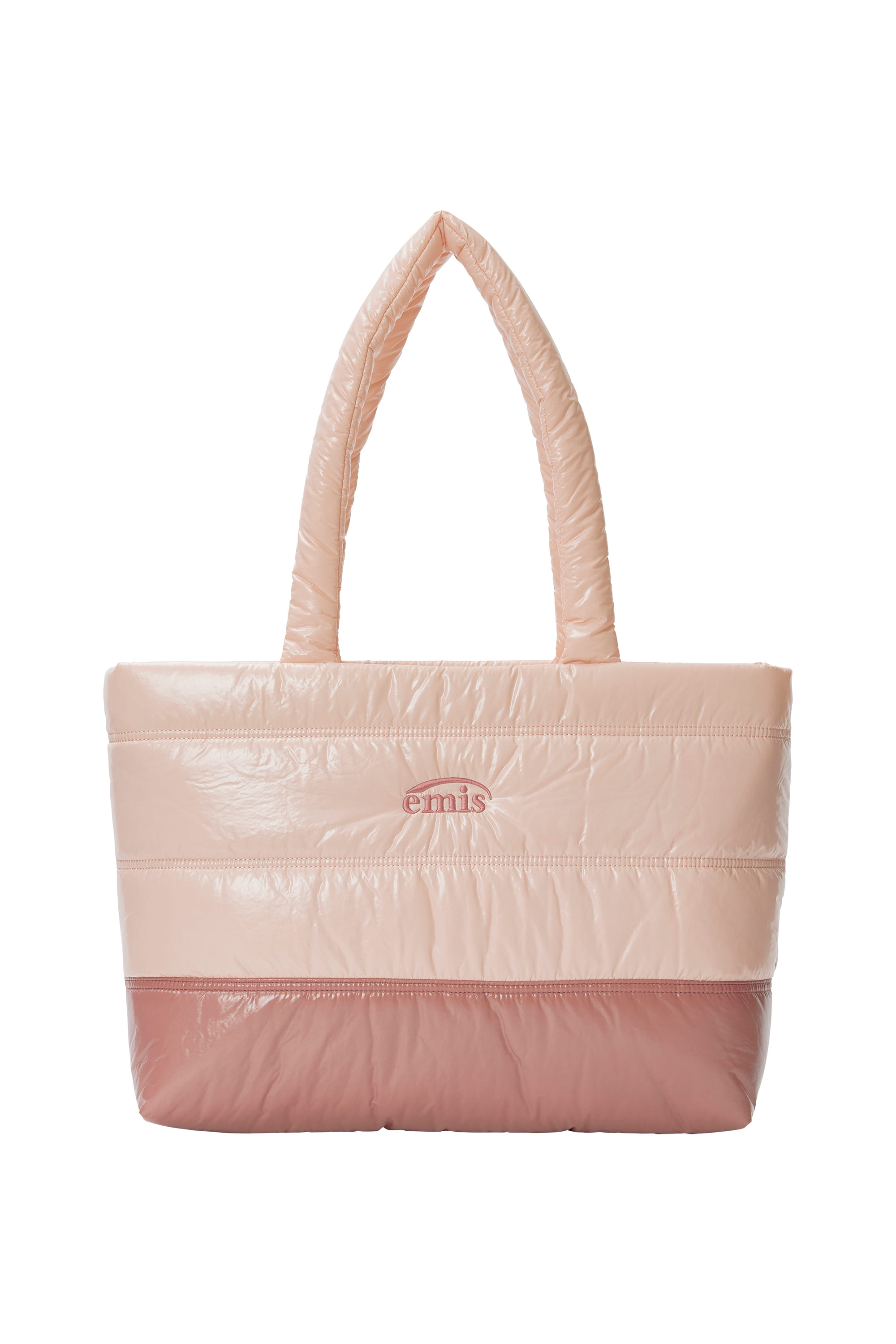 GLOSSY PADDED TOTE BAG-PINK